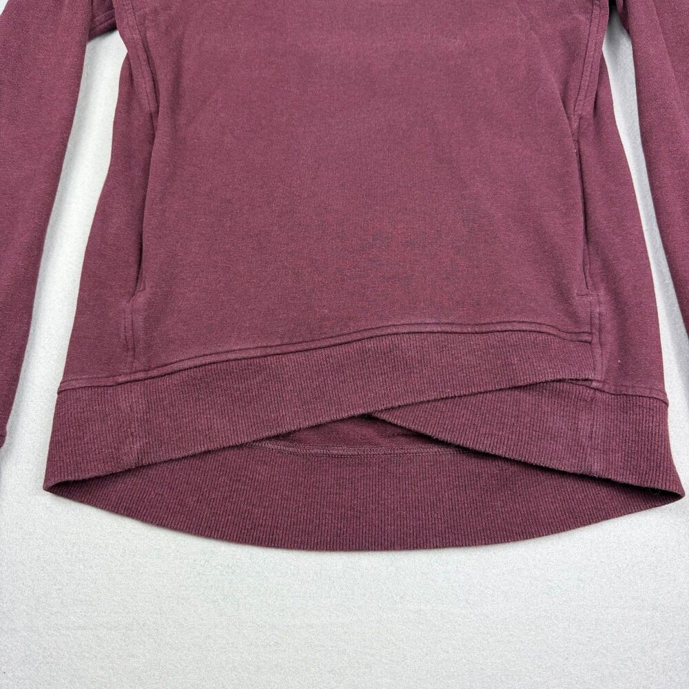 Lululemon Sweatshirt Womens 4 Red Cowl Neck Pullover Zip Pocket Logo Yoga Top - Picture 4 of 16